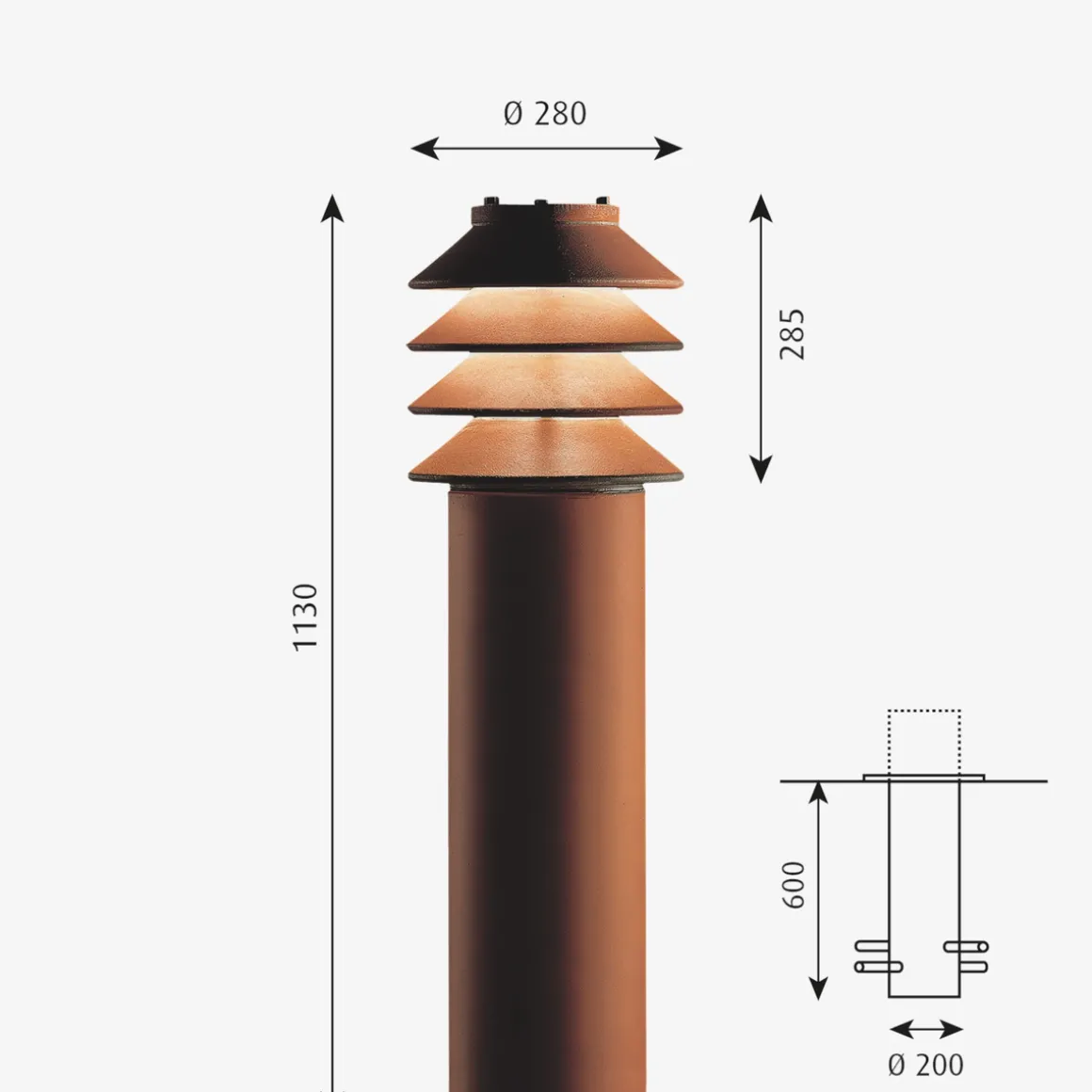 Louis Poulsen Bysted Pullert Mast F/Nedgraving - Corten