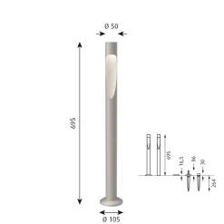 Louis Poulsen Flindt Garden med forankringsenhet u/adapter lang
