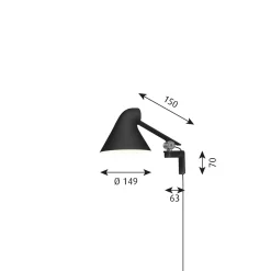 Louis Poulsen NJP kort vegglampe