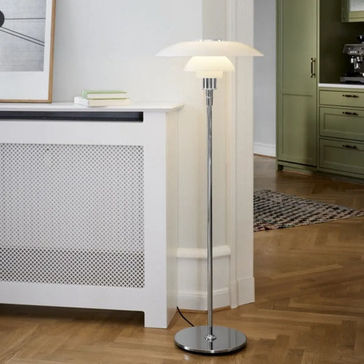 Louis Poulsen PH 4½-3½ gulvlampe Krom/Opalt glass