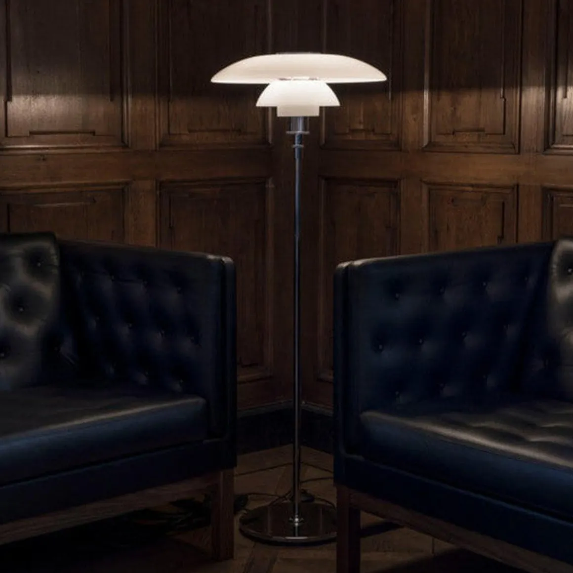 Louis Poulsen PH 4½-3½ gulvlampe Krom/Opalt glass