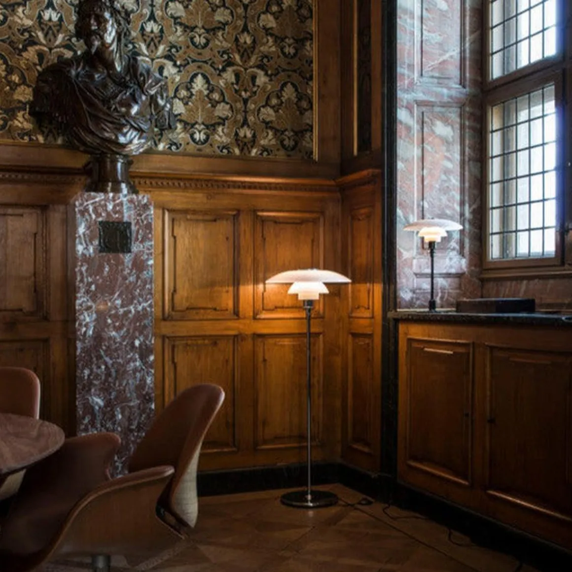 Louis Poulsen PH 4½-3½ gulvlampe Krom/Opalt glass