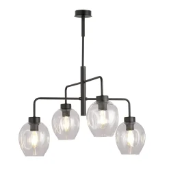 Lukka takpendel 4 lys- Svart/Klart glass