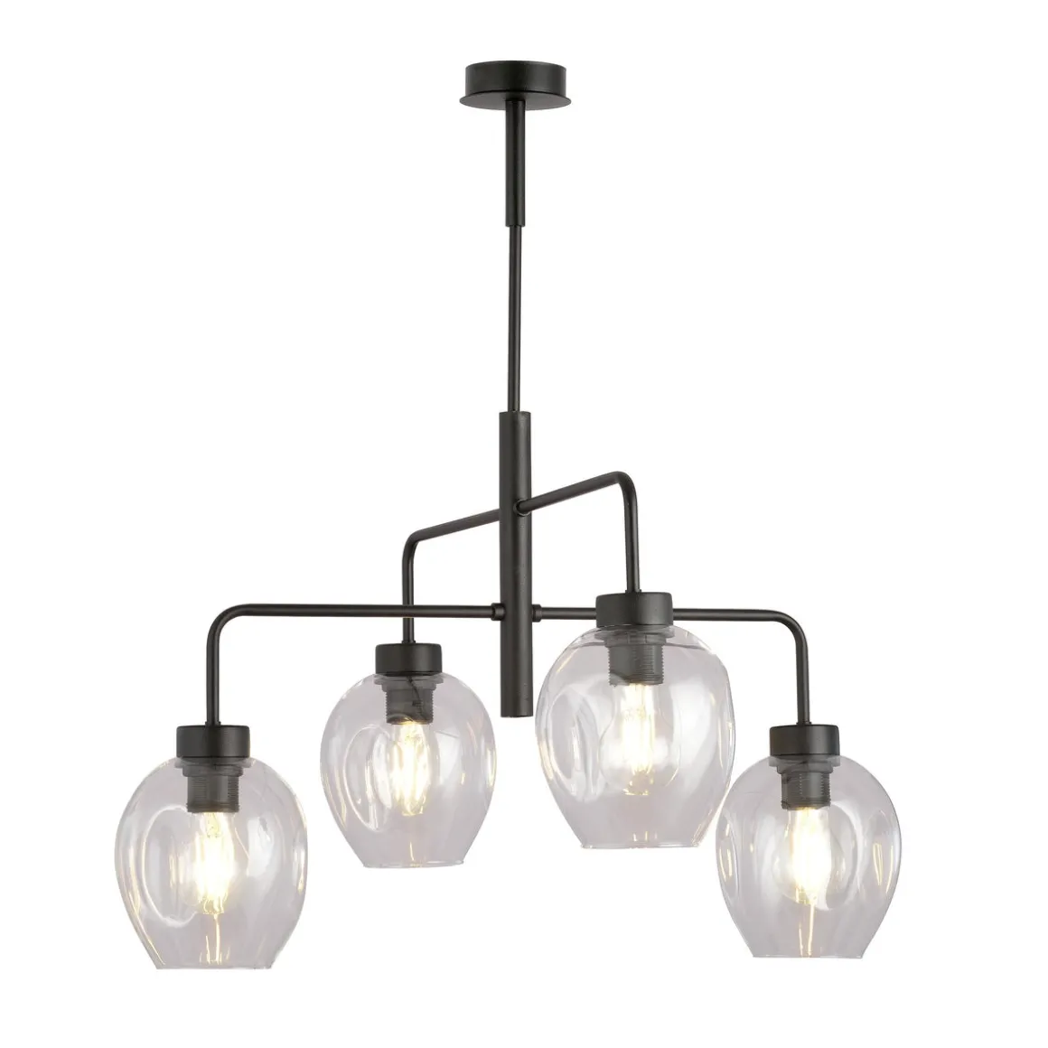 Lukka takpendel 4 lys- Svart/Klart glass