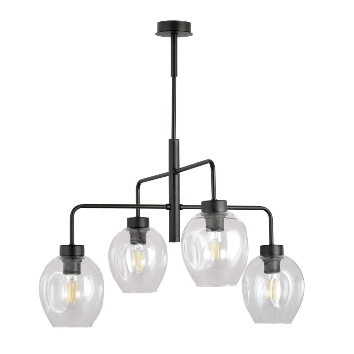 Lukka takpendel 4 lys- Svart/Klart glass