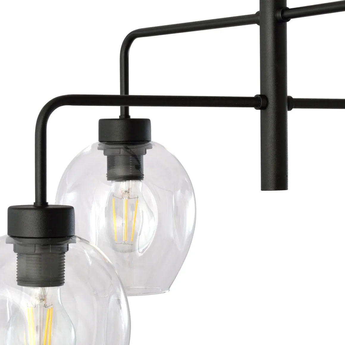 Lukka takpendel 4 lys- Svart/Klart glass