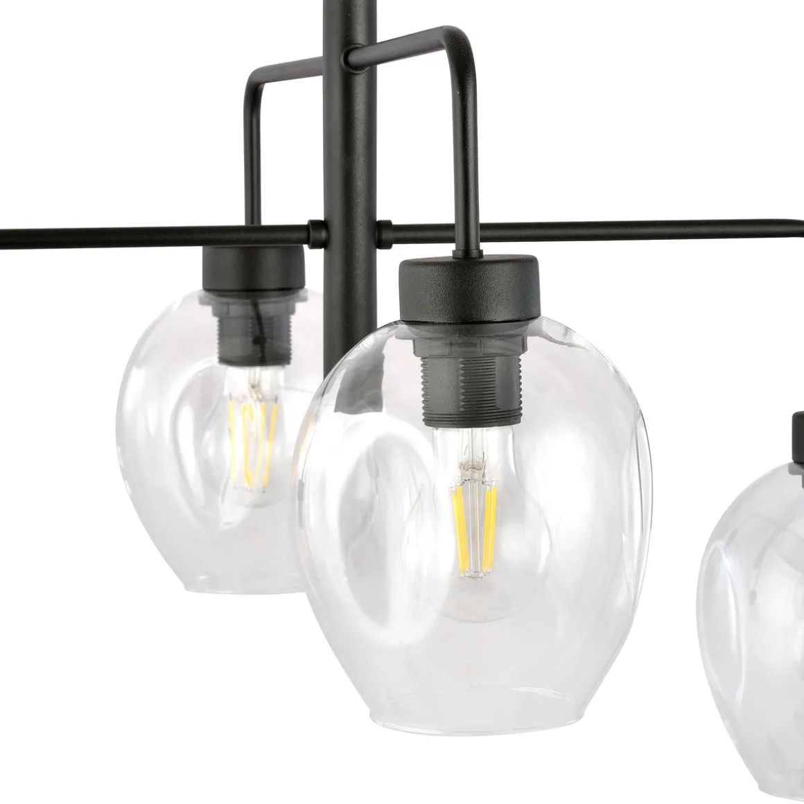 Lukka takpendel 4 lys- Svart/Klart glass