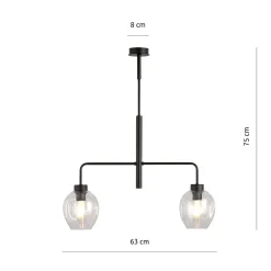 Lukka takpendel 2 lys- Svart/Klart glass