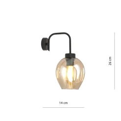 Lukka vegglampe - Svart/Amberfarget