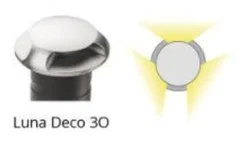 Luna Deco 3 uplight utendørs 3W 3000 Kelvin IP67 - Rustfritt stål