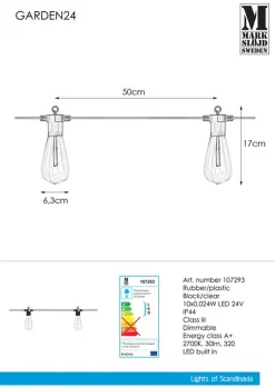 Lysslynge 10 lys stor - Garden 24 - Svart