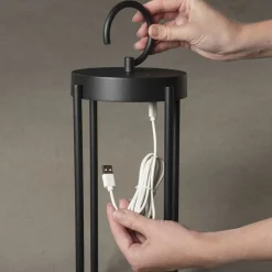 Manorola lanterne bord/gulv 39 cm IP54 oppladbar - Svart