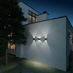 Matar vegglampe opp/ned utendørs 2x6W IP54 - Mørk grå