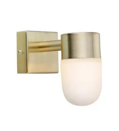 Menton vegglampe IP44 - Messing/opalhvit - Messing / Opal