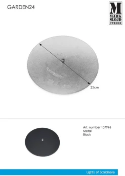 Metallplate 25 cm - Garden 24 - Svart