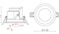 Modfun X 110 downlight 12,3W 2700 Kelvin CRI 90