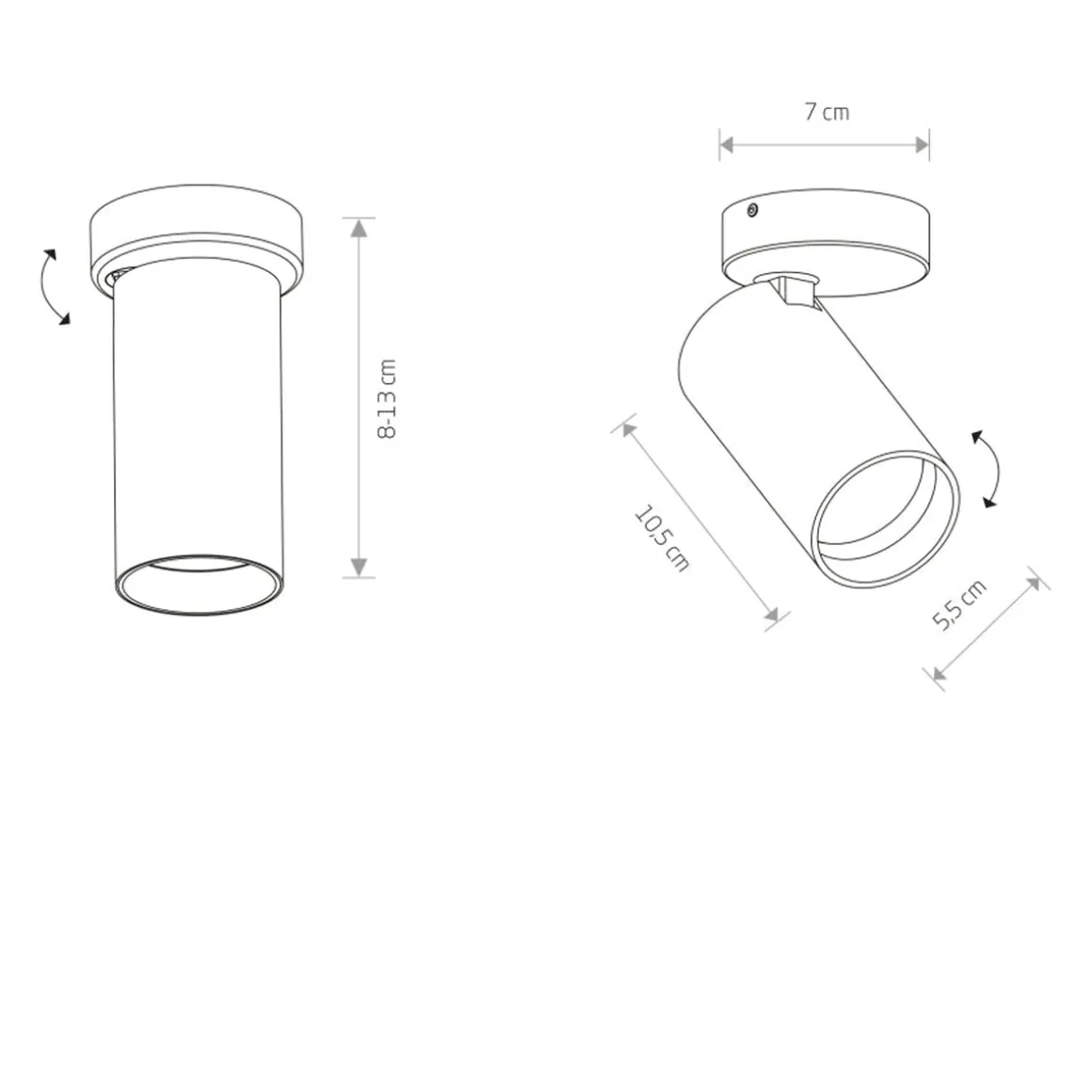 Mono enkel takspot - Hvit/Gullfarget