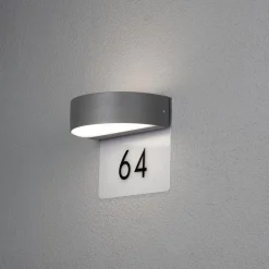Monza vegglampe m/husnummer - Mørkgrå