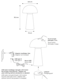 Move Me bordlampe oppladbar 4,7W IP44 - Dimbar