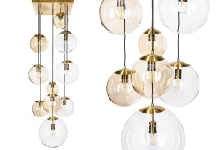 Muna takpendel 10-lys - Messing/Klar/Amberfarget