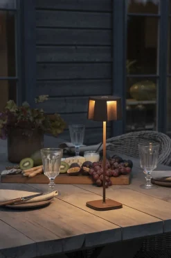 Nice bordlampe 36 cm IP54 oppladbar USB - Rustfarget