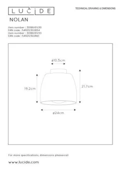 Nolan taklampe 24 cm - Svart
