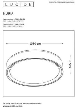 Nuria taklampe 50 cm 36 watt 2700 Kelvin 3-step dim