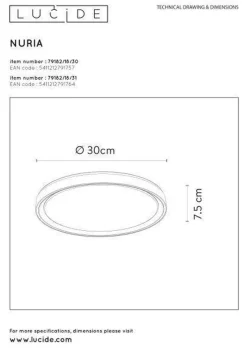Nuria taklampe 30 cm 18 watt 2700 Kelvin 3-step dim
