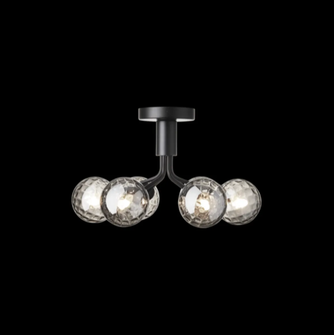 Nuura Apiales 6 taklampe - satengsort / optic røyket glass