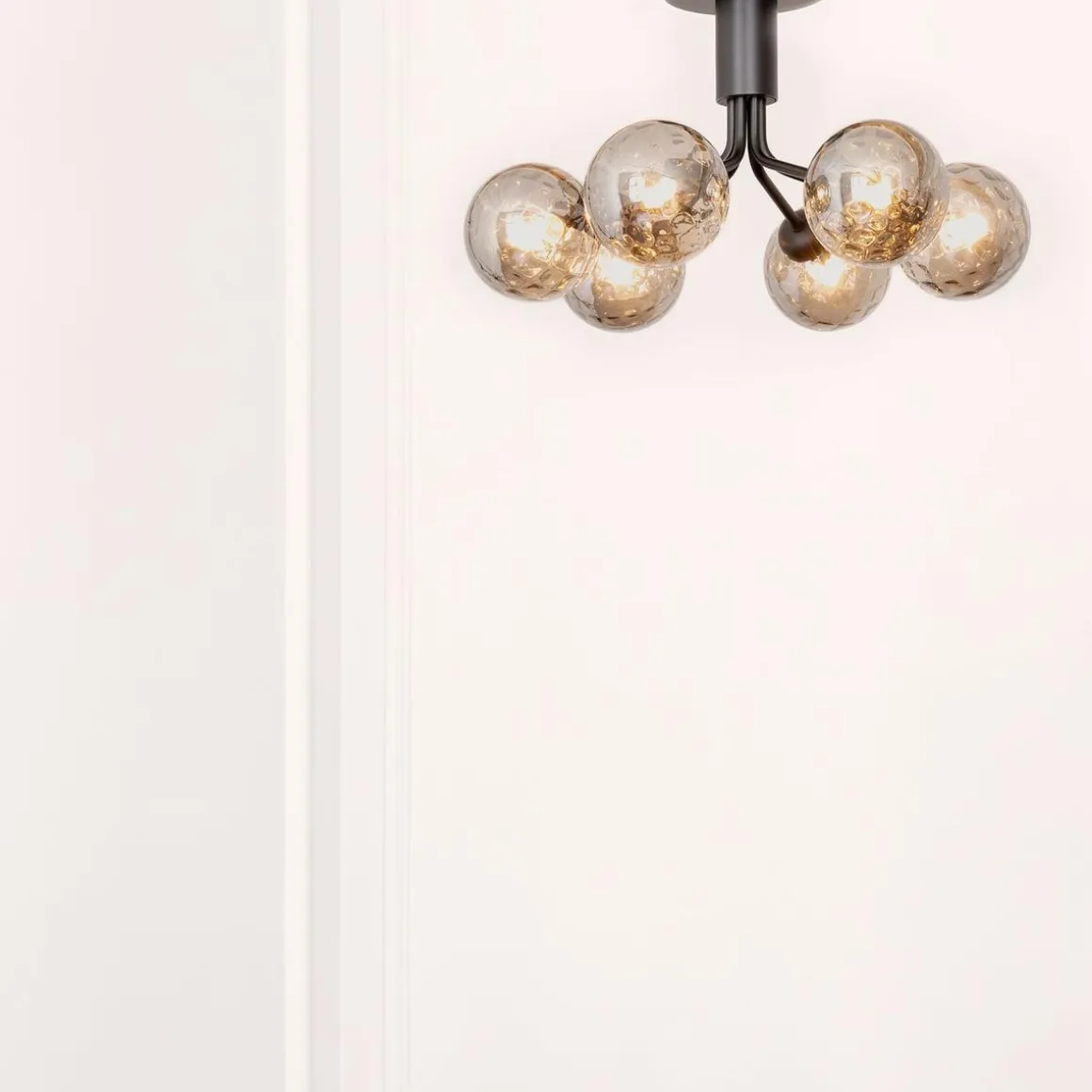 Nuura Apiales 6 taklampe - satengsort / optic røyket glass