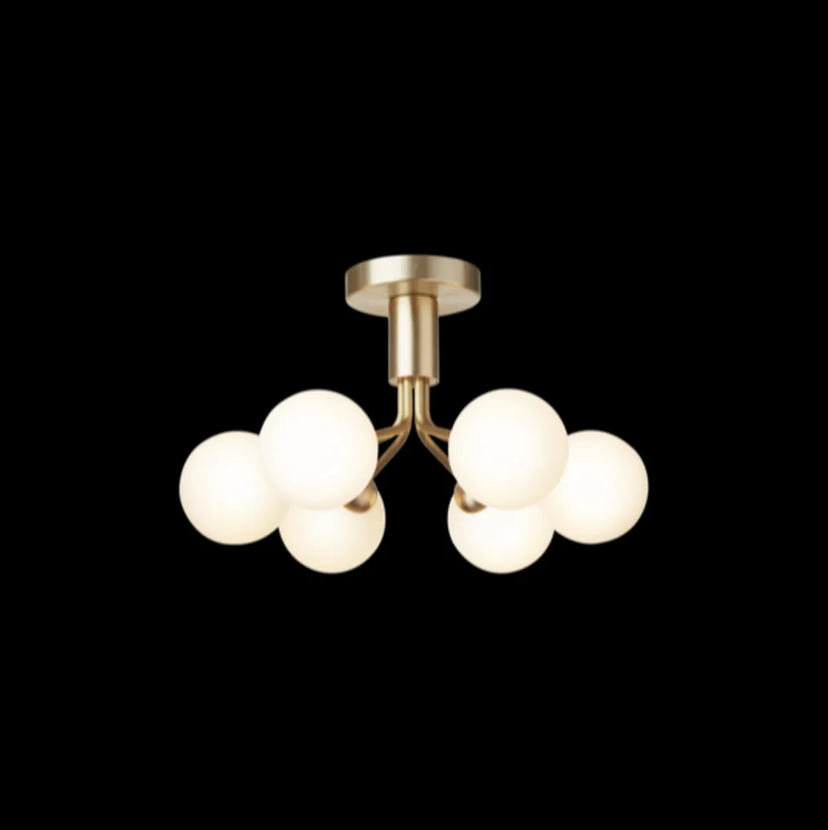 Nuura Apiales 6 taklampe børstet messing / opal glass