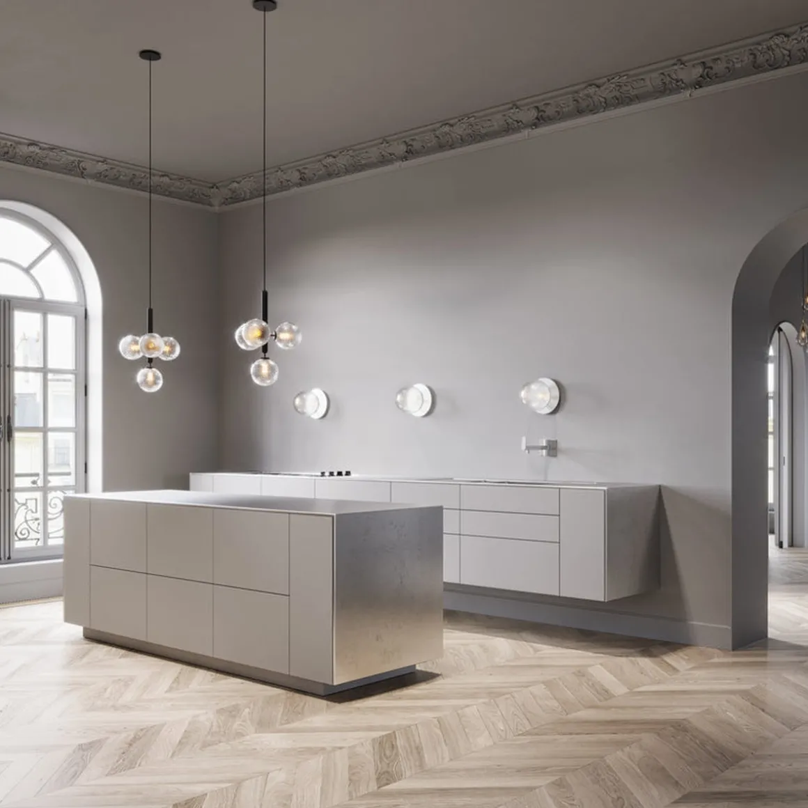 Nuura Liila 1 vegglampe/taklampe - large - light silver/opal