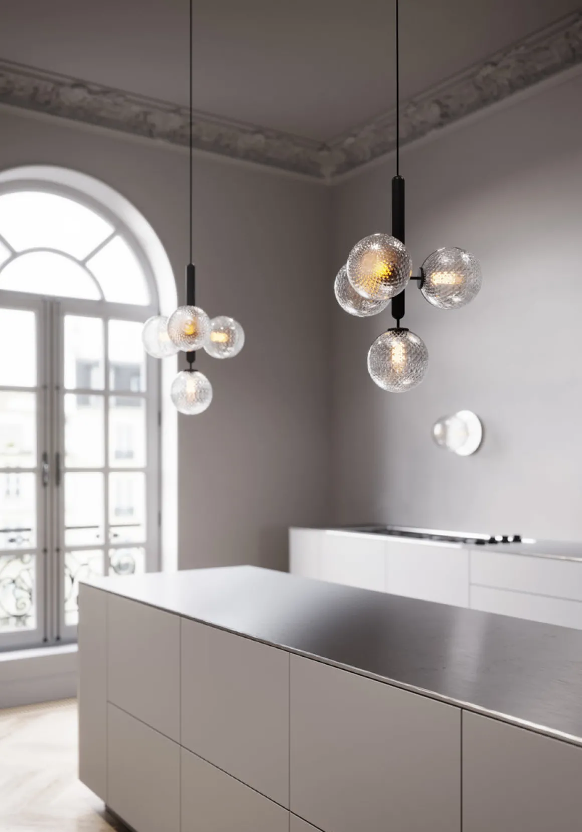 Nuura Liila 1 vegglampe/taklampe - large - light silver/opal