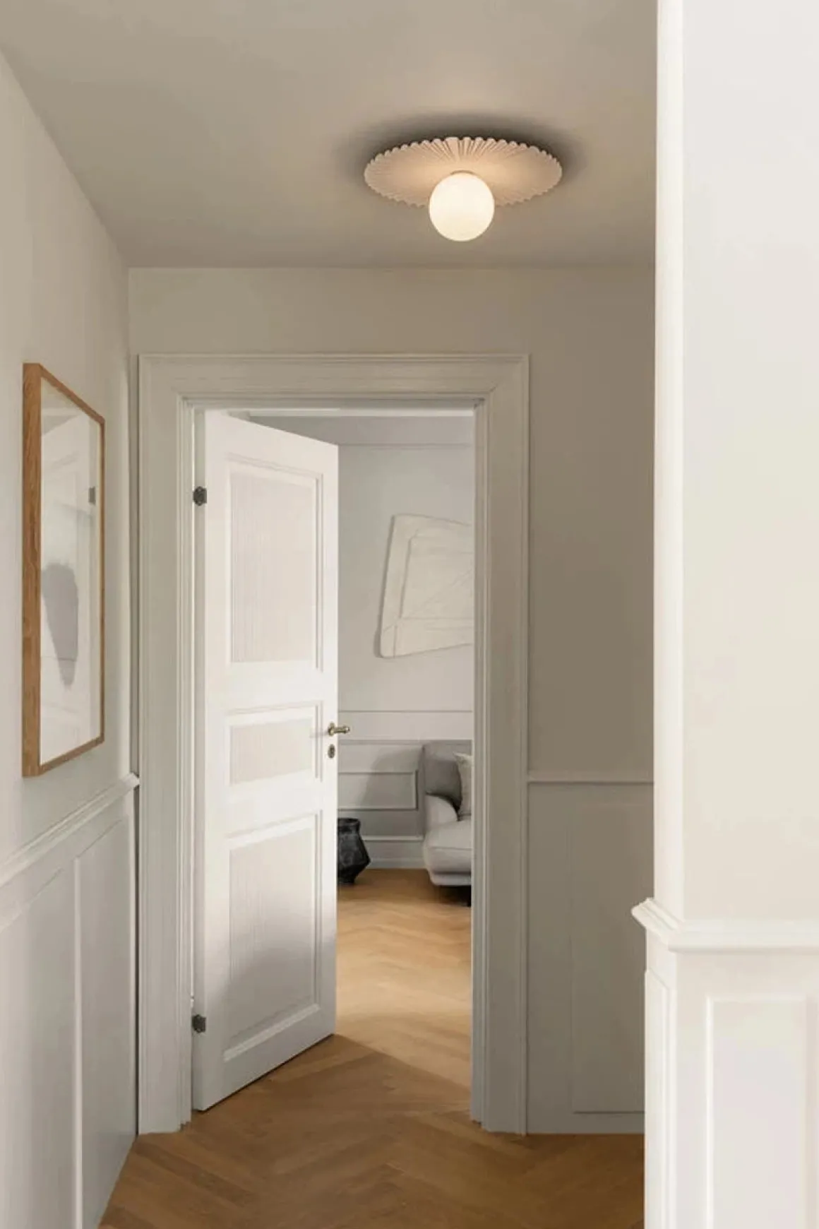 Nuura Liila Muuse vegglampe/taklampe - medium - Hvit / opal