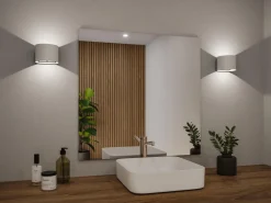 Nyara rund oppladbar vegglampe opp/ned lys med sensor