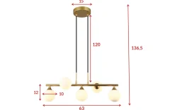 Orb takpendel 63 cm - Opal/Messingfarget