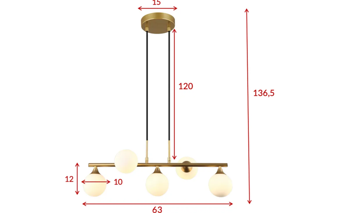 Orb takpendel 63 cm - Opal/Messingfarget