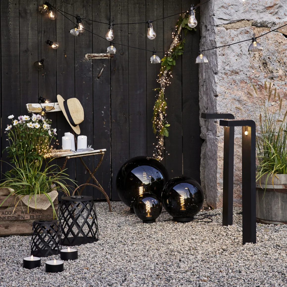 Orby dekorativ hagelampe 20 cm - Svart/Røykfarget