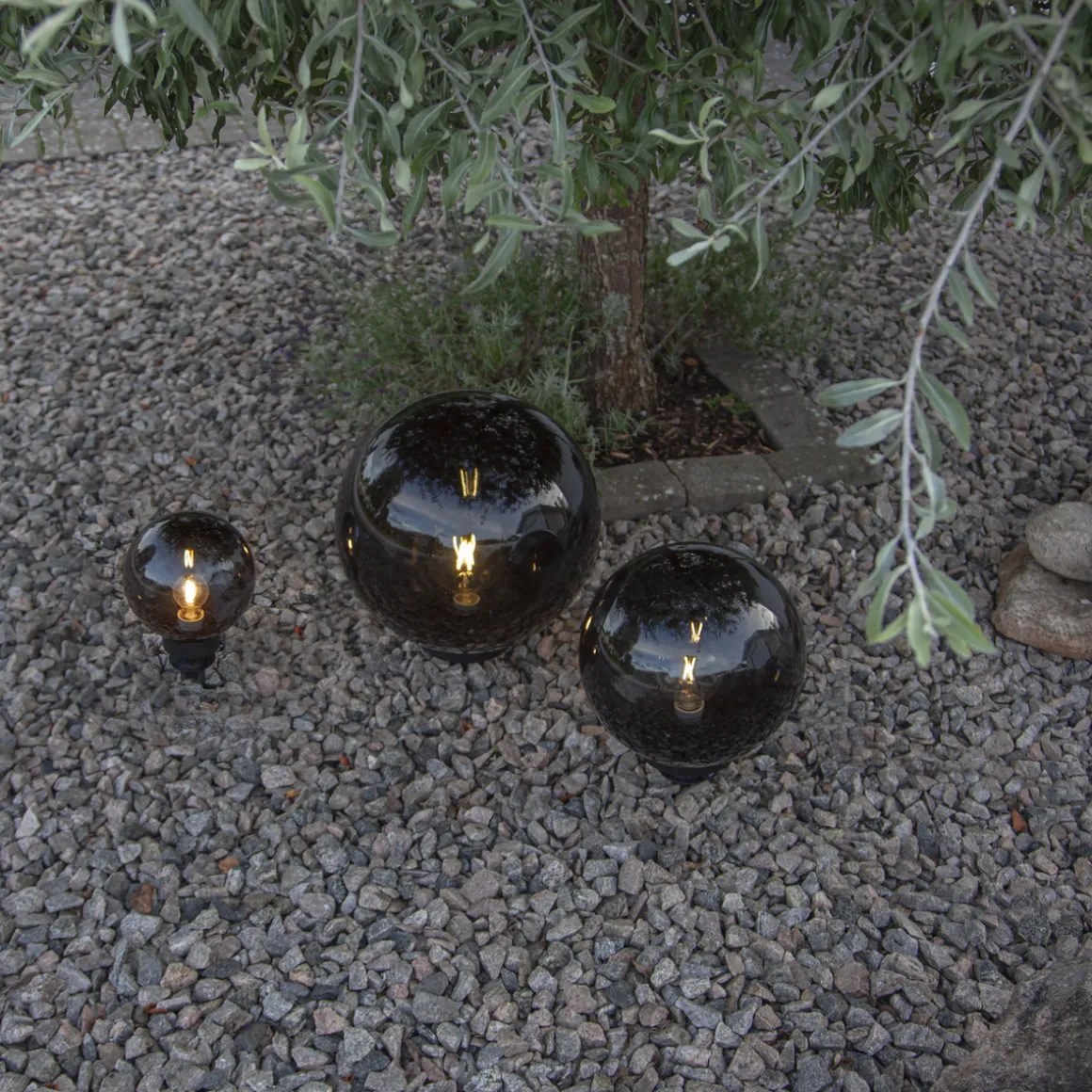 Orby dekorativ hagelampe 20 cm - Svart/Røykfarget