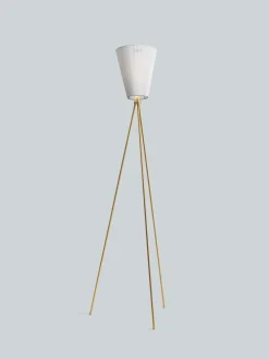 Oslo Wood gulvlampe gull med skjerm