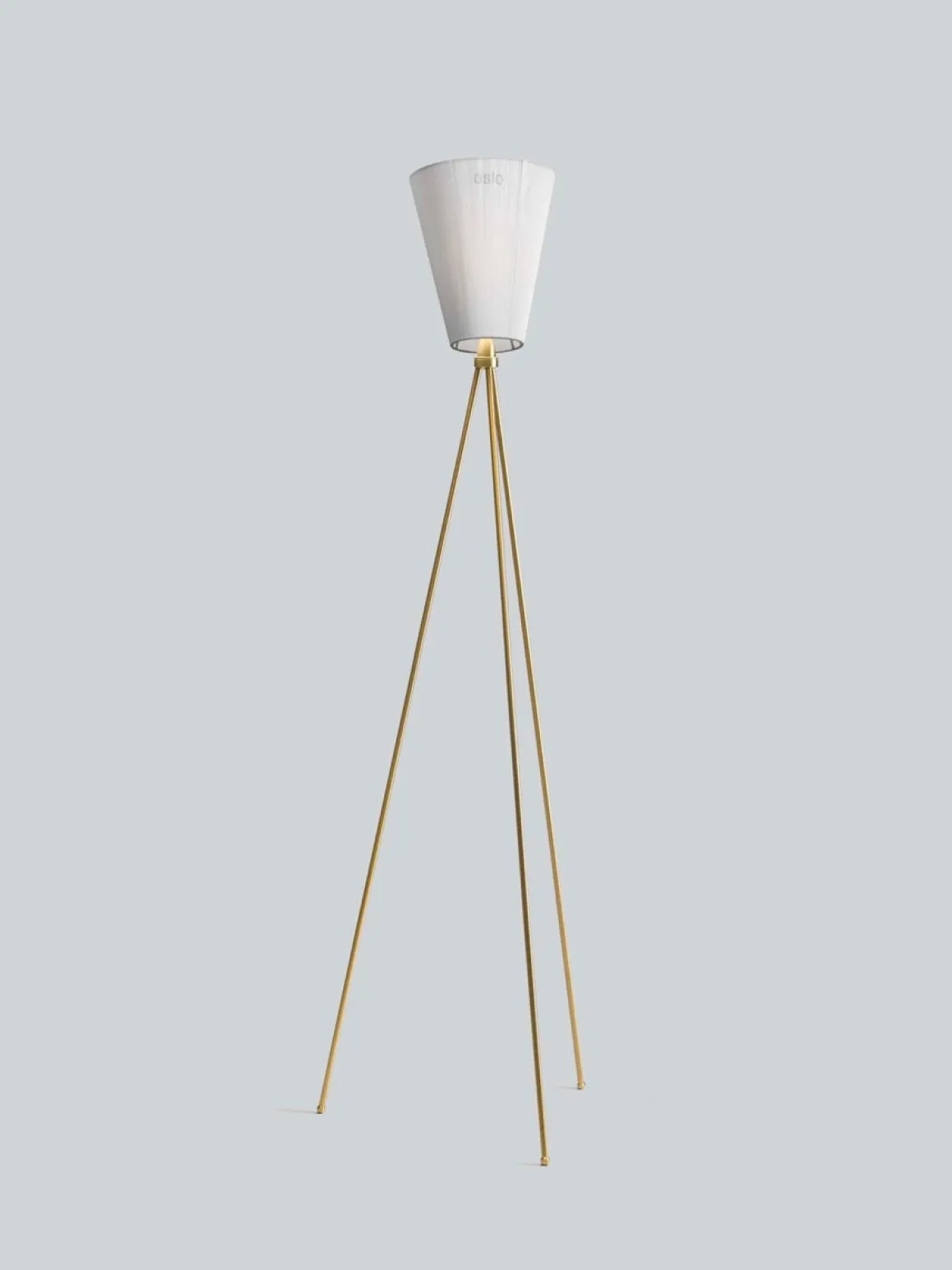 Oslo Wood gulvlampe gull med skjerm