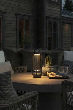 Otranto lanterne bord/gulv 44 cm IP54 oppladbar USB - Svart