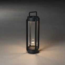 Otranto lanterne bord/gulv 44 cm IP54 oppladbar USB - Svart