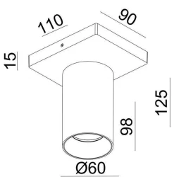 OZ K1 taklampe med 1 spott - hvit/Svart