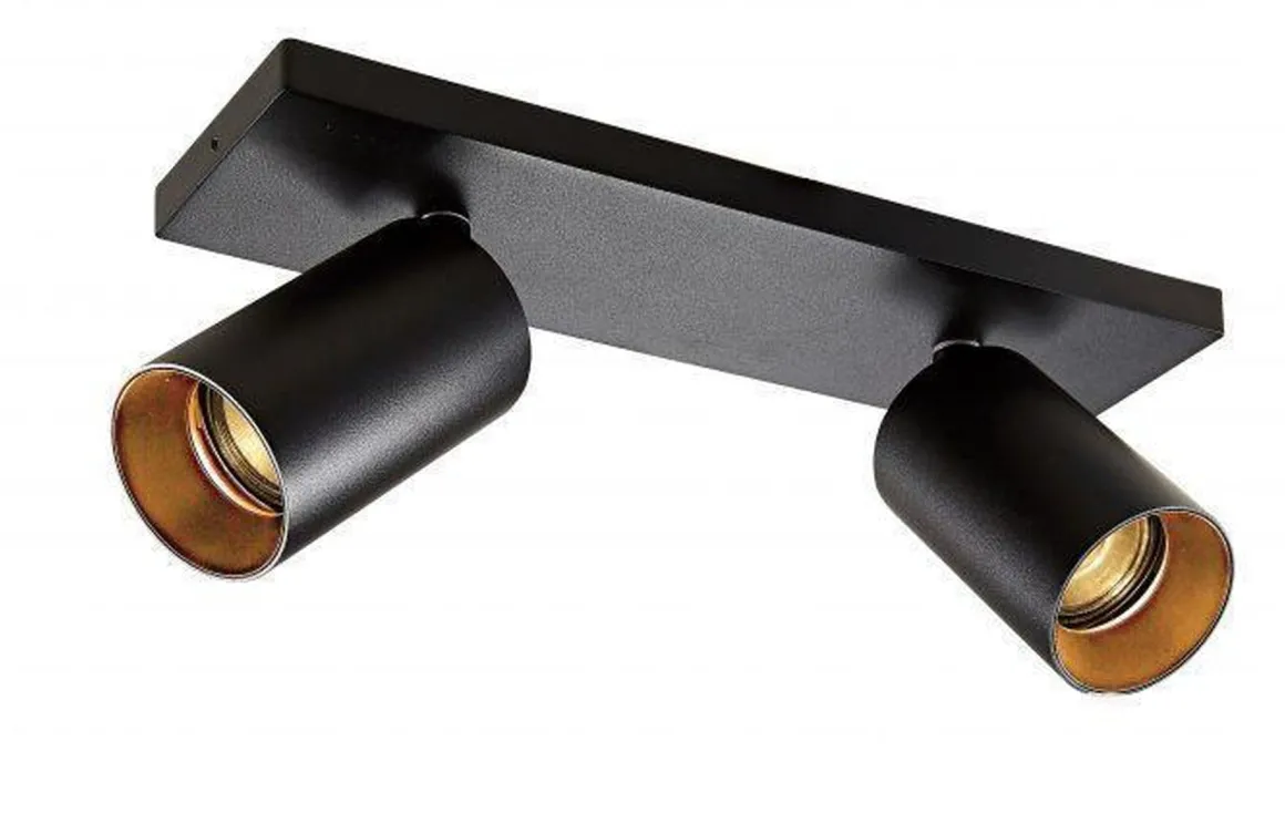 OZ K2 taklampe med 2 spotter - Svart/gull