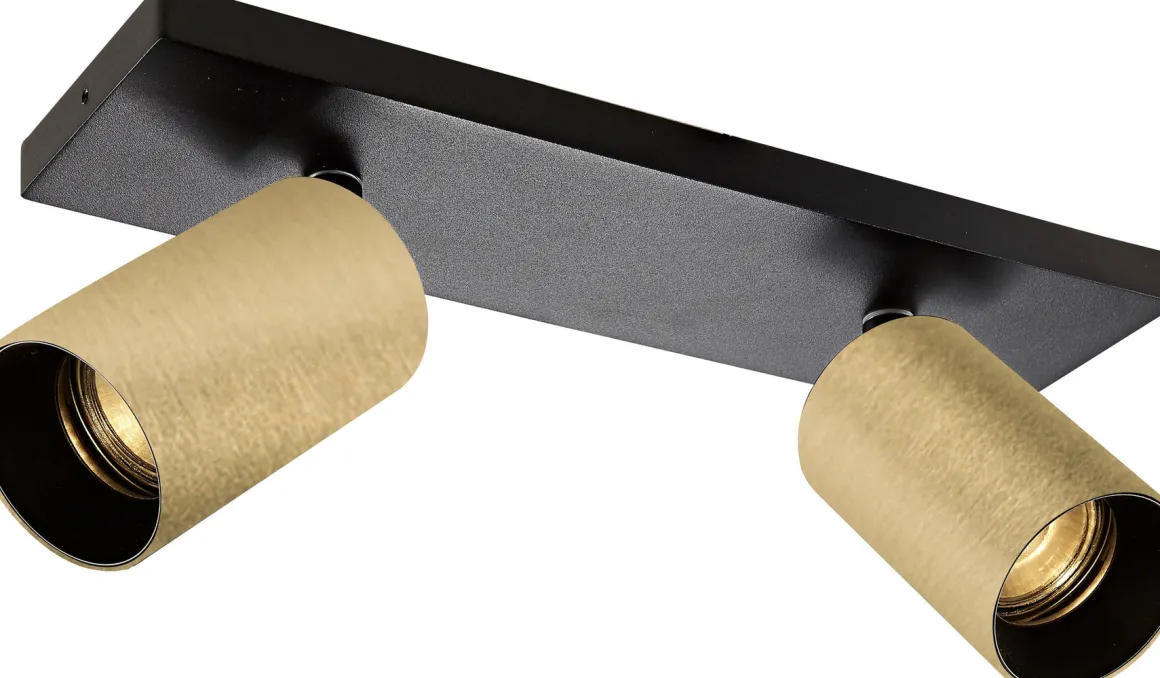 OZ K2 taklampe med 2 spotter - Svart/gull