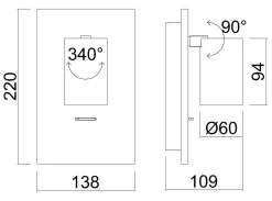 Oz K1 vegglampe m/USB - Hvit/Svart