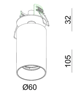 Oz Recessed downlight spot - Svart/Messing