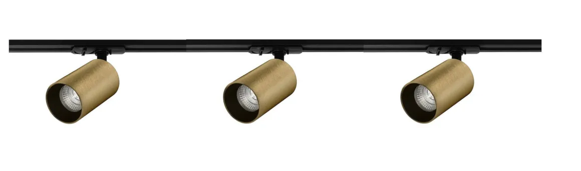 Oz spotskinne 3 spotter 1 meter - Svart/Messing