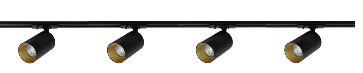 Oz spotskinne 4 spotter 2 meter - Svart/Gull